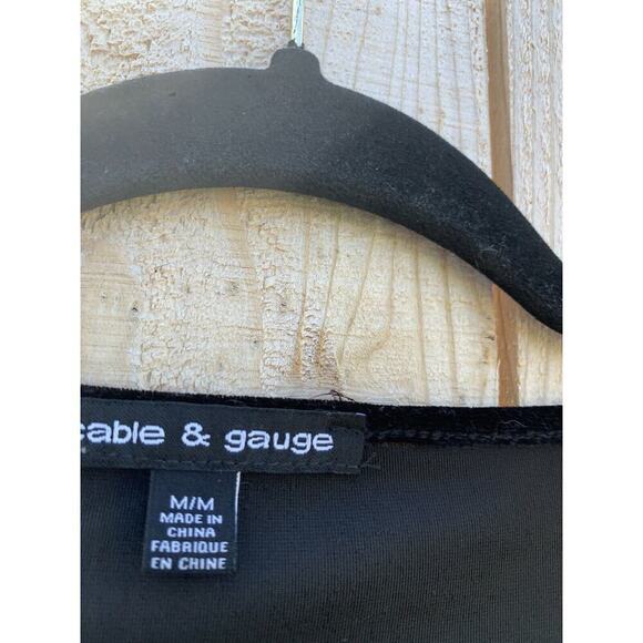 Cable & Gauge Sz Medium Velvet Slit Sleeve Pullover black diamond goth cute - Picture 5 of 8